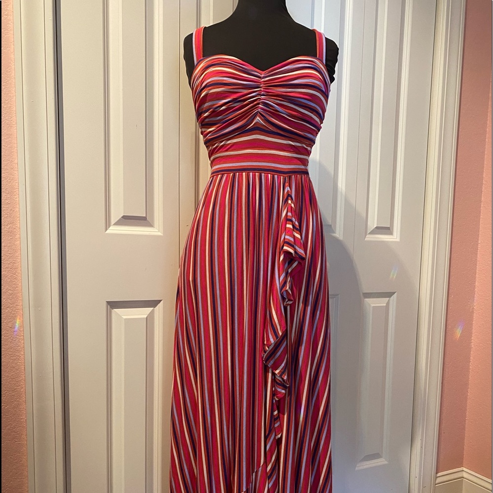 Anthropologie Striped Maxi Dress in Red and Pink